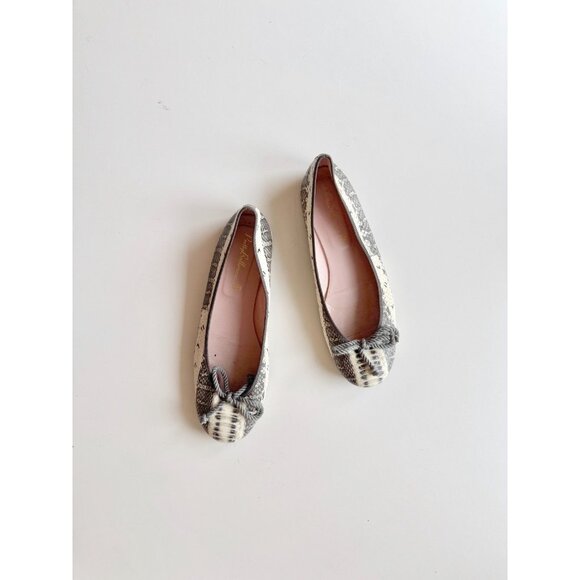 PRETTY BALLERINAS Rosario Sand Snake Embossed Leather Ballet Flats, Size 42 - Picture 1 of 14